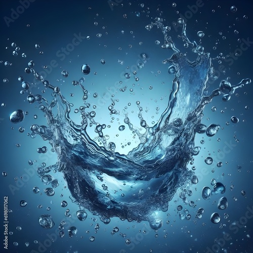  photo water splash on blue background 
