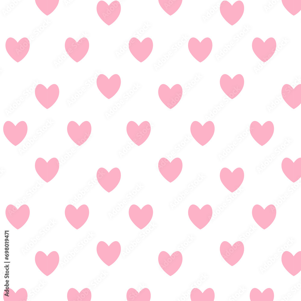 Pattern with hearts pink color on white background, trendy vector illustration, seamless
