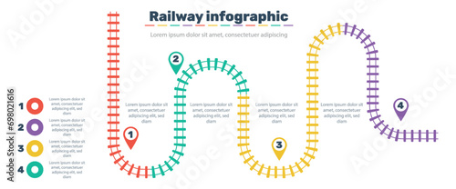 Railroad tracks, railway simple icon, rail track direction, train tracks colorful vector illustrations. Infographic elements, simple illustration.