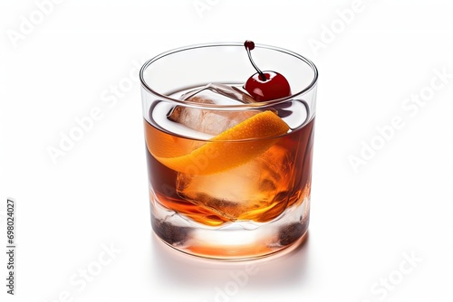 Manhattan cocktail isolated on white background photo