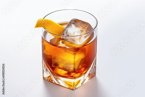 old fashioned cocktail isolated on white background