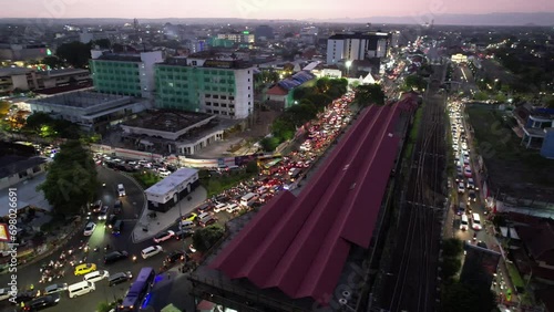 Malioboro Yogyakarta street view from above is a landmark of Yogyakarta Indonesia Toursim