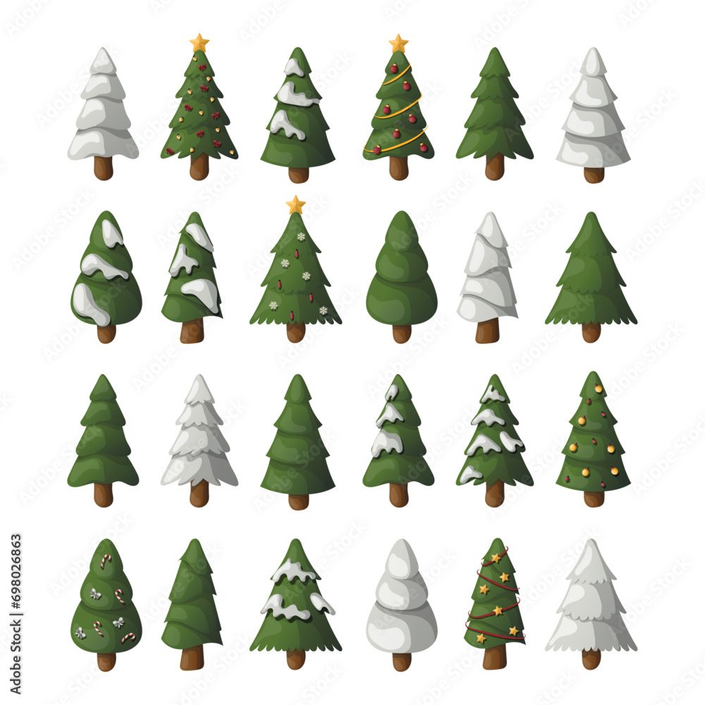 Collection of Christmas Tree Illustration