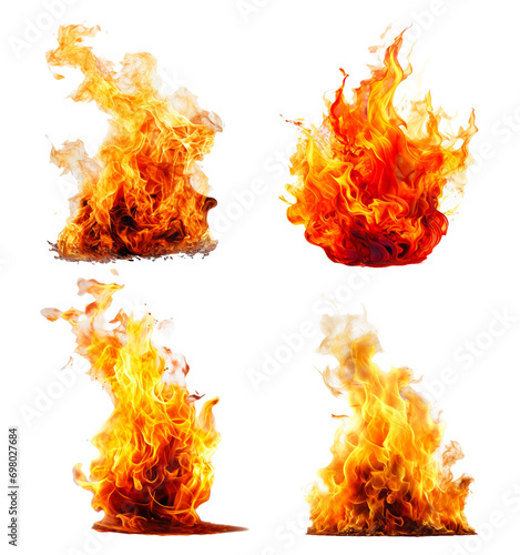 Fire flames collection png background, movement of fire flames