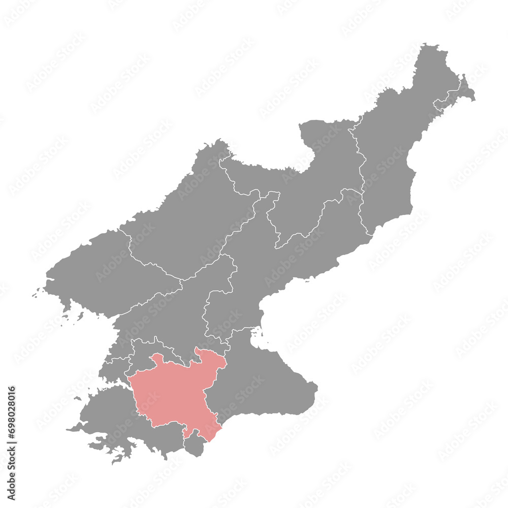 North Hwanghae province map, administrative division of North Korea. Vector illustration.