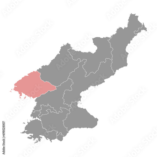 North Pyongan province map  administrative division of North Korea. Vector illustration.