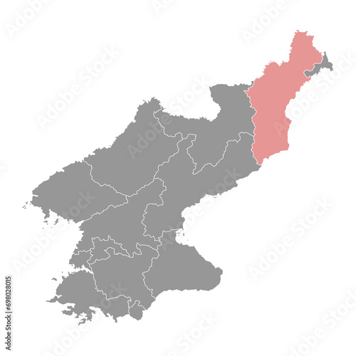North Hamgyong province map  administrative division of North Korea. Vector illustration.