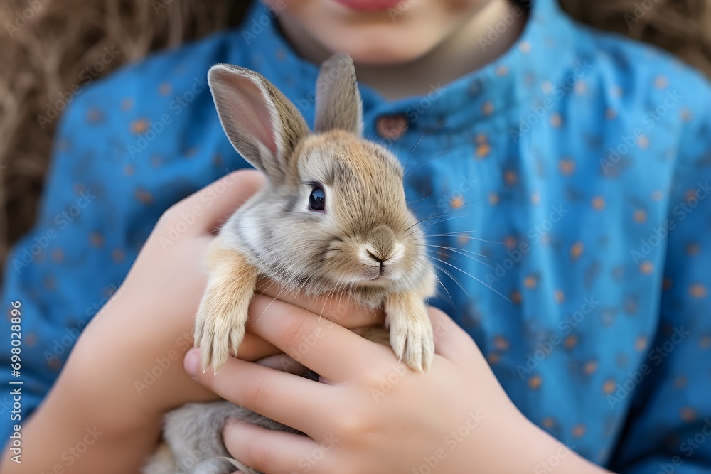 closeup photo of child hands hold easter rabbit closeup photo of child hands hold easter rabbit