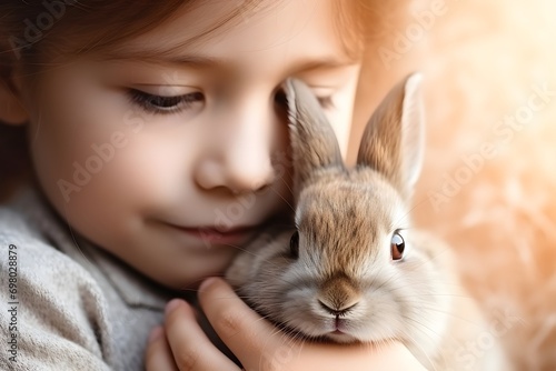 closeup photo of child hands hold easter rabbit © dobok