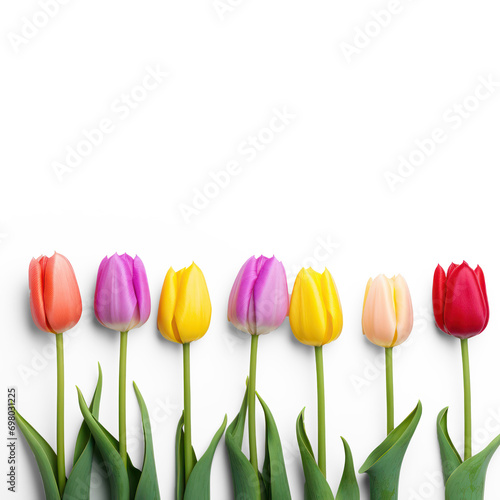 Colorful tulips on isolate transparency background  PNG