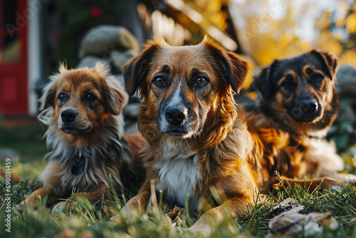 dog family on the prairie