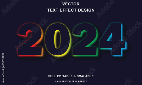 Creative and Editable 2024 3D Text Effect Vector Design