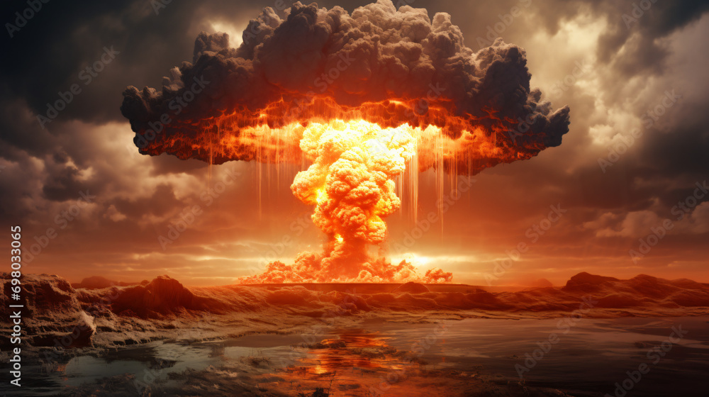 Nuclear Bomb Explosion Mushroom Cloud - obrazy, fototapety, plakaty 