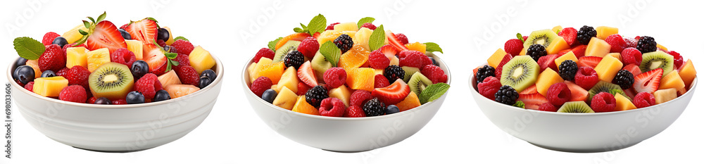 A fruit salad on a transparent white background
A fruit salad on a transparent white background
