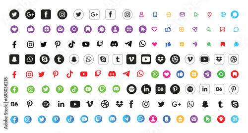 All Social Media Icon Set Design.