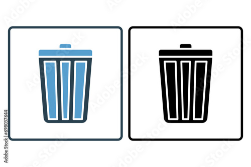 trash bin icon. icon related to basic web and UI. suitable for web site, app, user interfaces, printable etc. solid icon style. simple vector design editable