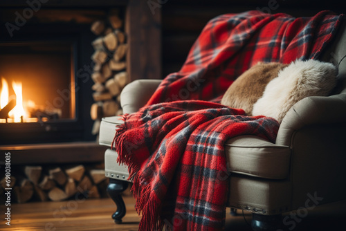 A cozy fleece blanket in vibrant colors, neatly folded on a reading nook, inviting you to snuggle up with a good book on a chilly day.