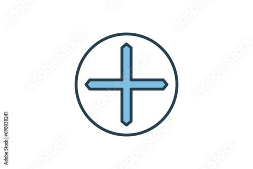 plus sign icon. icon related to basic web and UI. suitable for web site, app, user interfaces, printable etc. flat line icon style. simple vector design editable