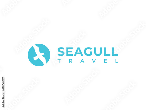 seagull travel logo vector icon illustration, logo template
