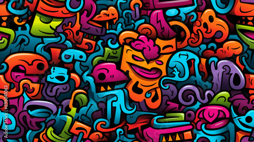 Colorful graffiti pattern doodle seamless