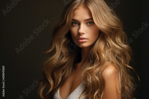 A long, flowing hairstyle with natural golden highlights, capturing the essence of sun-kissed beauty.