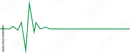 Green  heartbeat pulse rate line on white background. Emergency ekg monitoring. Green  glowing neon heart pulse. vector illustration.
