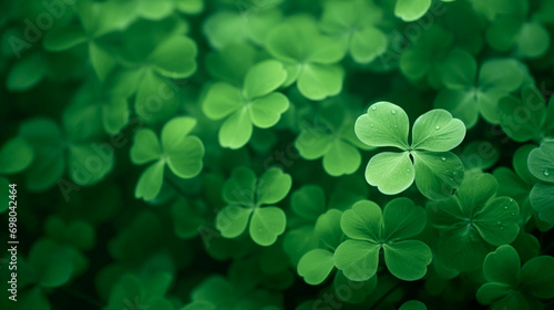 Lucky clover leaves for St. Patrick's Day. Banner with Irish clover leaves