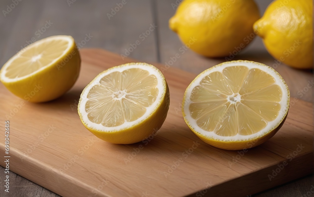 Limones sobre tabla de madera Limones sobre tabla de madera