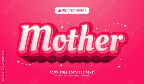 Design editable text effect, mother text vector illustration