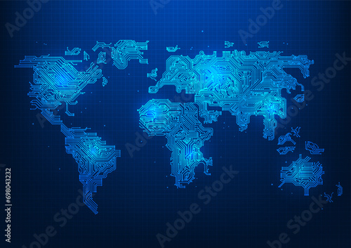 World map technology The world map is a technological cycle. People around the world who can access to technology Quick access to information allows technology to be further developed.
