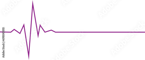 Purple heartbeat pulse rate line on white background. Emergency ekg monitoring. Purple glowing neon heart pulse. vector illustration.