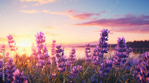 Summer floral landscape beautiful summer lavender