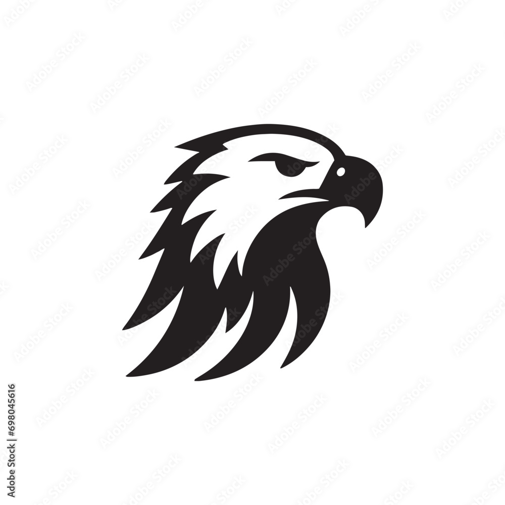Nature's Avian Architect: Eagle Illustration Featuring the Prominent Eagle Face Silhouette in Detailed Form

