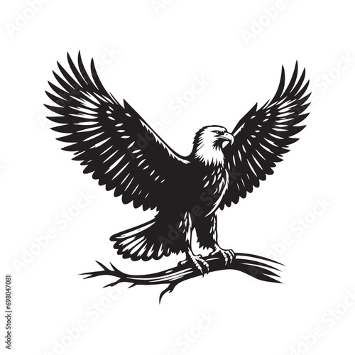 Majestic Eagle Silhouette: Intricate Illustration Highlighting the Grandeur of this Noble Creature 