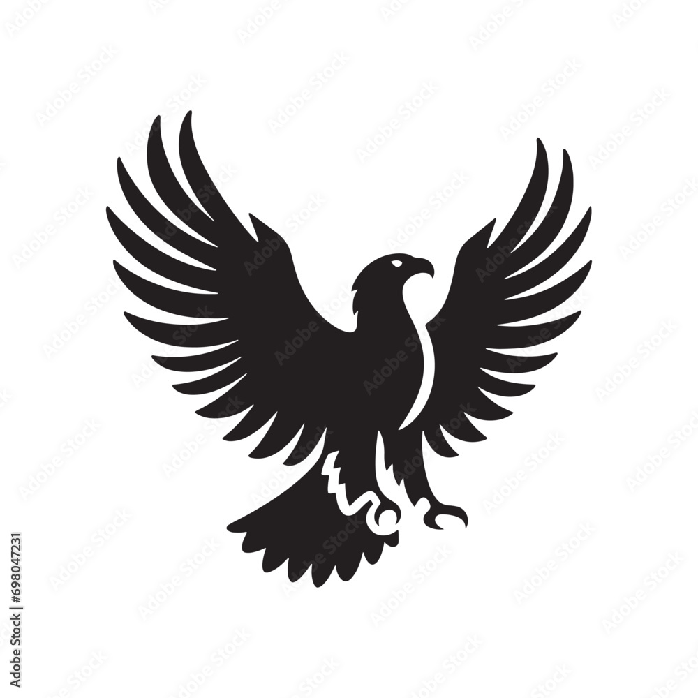 Fototapeta premium Striking Eagle Silhouette: Detailed Illustration Showcasing the Power and Beauty of the Bird