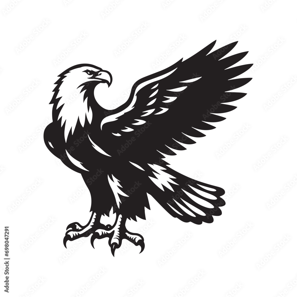 Bold Eagle Silhouette: Illustration Emphasizing the Majestic Profile of this Regal Predator
