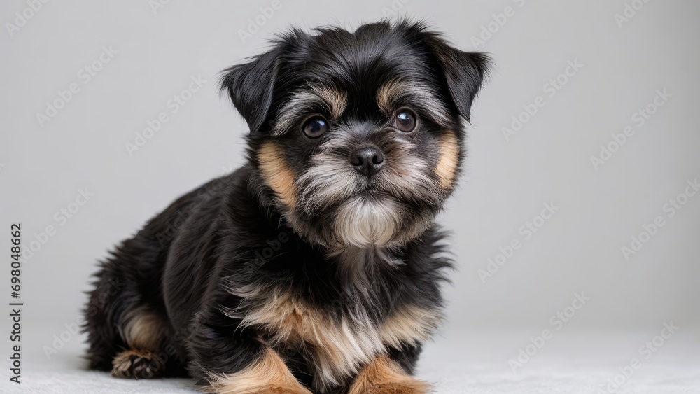 Affenpinscher dog on grey background Affenpinscher dog on grey background
