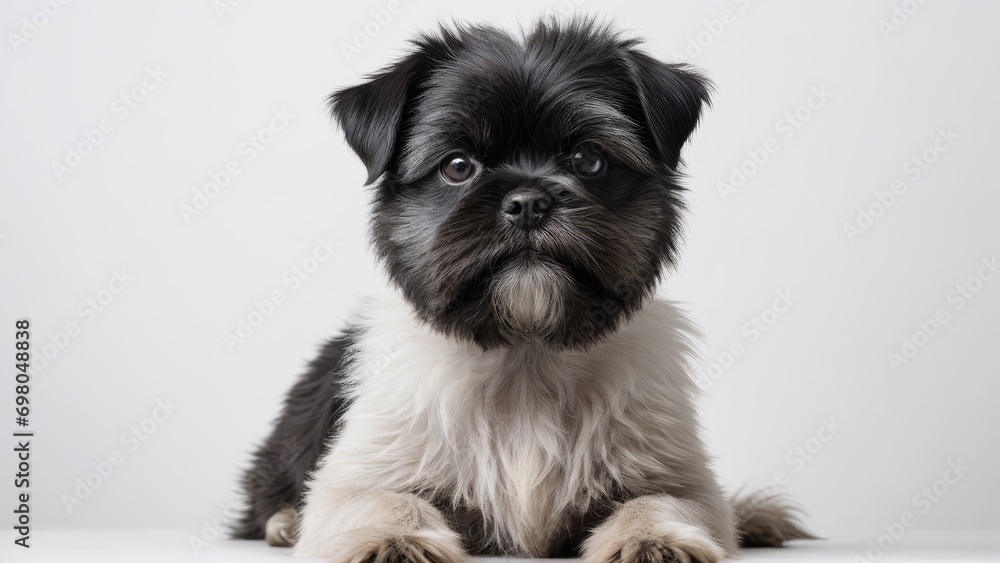 Affenpinscher dog on grey background Affenpinscher dog on grey background