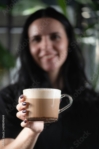 Barista s Hand Holding Crafted Mocha Delight