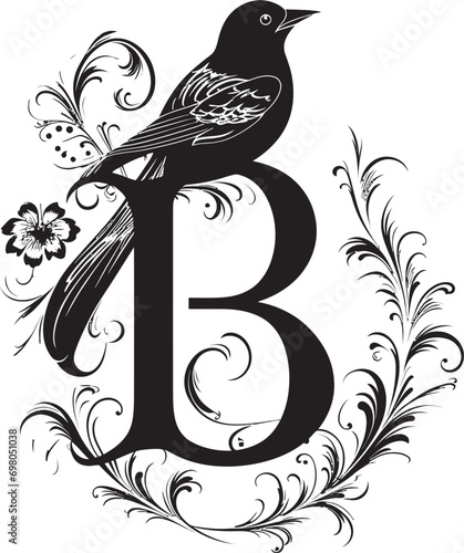 Baroque Elegance Ornate Font B Vector Design Bohemian Script Free spirited Letter B Decor Vector