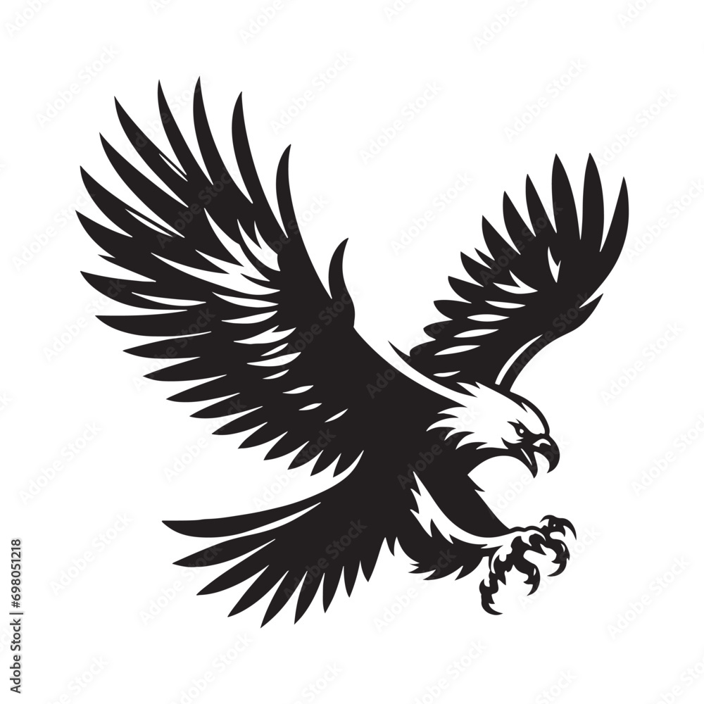 Aerial Domination: The Assertive Flying Eagle Silhouette, Symbolizing the Domination of Birds in the Aerial Realm.
