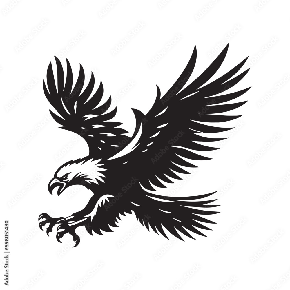 Winged Prowess: The Flying Eagle Silhouette, A Powerful Depiction of Aerial Prowess and Majestic Flight.
