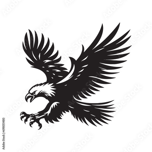 Winged Prowess: The Flying Eagle Silhouette, A Powerful Depiction of Aerial Prowess and Majestic Flight. 