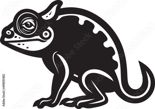 Illusive Chroma Chameleon Noir Logo Design Adaptive Elegance Chameleon Black Vector Badge