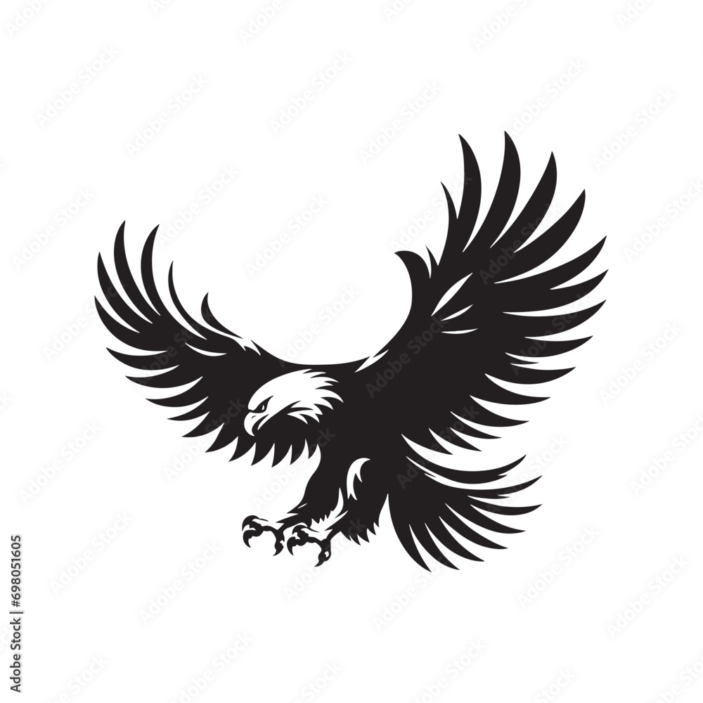 Airborne Majesty: The Flying Eagle Silhouette, a Captivating Image of Strength and Elegance in Flight.
