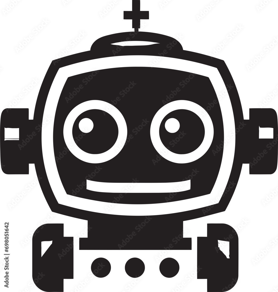 Fototapeta premium Lovable AI Assistant Tiny Robot Emblem Whimsical Tech Buddy Petite Chatbot Symbol