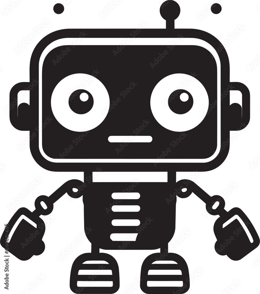 Compact Chat Innovator Petite Black Robot Whimsical AI Pal Small Bot Emblem Compact Chat Innovator Petite Black Robot Whimsical AI Pal Small Bot Emblem