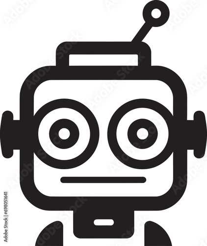 Quirky Digital Companion Cute Small Bot Diminutive AI Friend Tiny Black Vector Icon