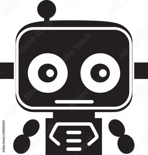Diminutive AI Friend Tiny Black Vector Icon Pixel Sized Chat Delight Cute Robot Badge