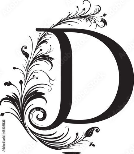 Delicate Elegance Refined Font D Vector Typeface Dynamic Flourish Spirited Letter D Decor Vector